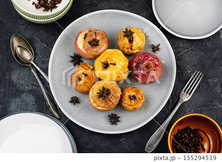 Autumn Baked Apples with Spices 135294519