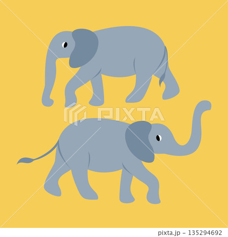 Vector illustrations of two young funny elephants Vector illustrations of two young funny elephants 135294692