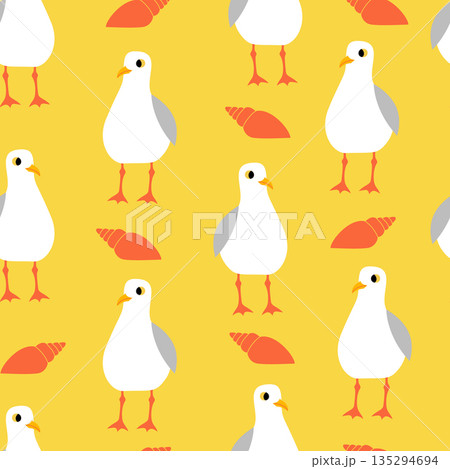 Vector seamless pattern with seagulls on the beach 135294694