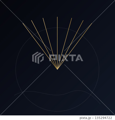 Dark-themed abstract image with golden radiating lines emerging from a central point, enclosed within a large transparent circle and faint flowing curves. Dark-themed abstract image with golden radiating lines emerging from a central point, enclosed within a large transparent circle and faint flowing curves. 135294722