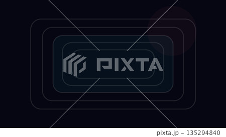 Dark abstract background with concentric rounded rectangles and a faint maroon circle creates a moody, futuristic, layered tunnel-like visual structure. 135294840