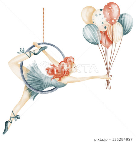 Aerial Hoop Gymnastics Girl Illustration 135294957