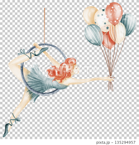 Aerial Hoop Gymnastics Girl Illustration 135294957