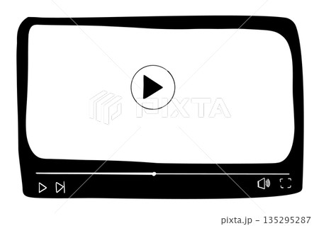 Video player interface multimedia video player template border. Display movie video play button. Screen simple mockup frame. Video player interface multimedia video player template border. Display movie video play button. Screen simple mockup frame. 135295287