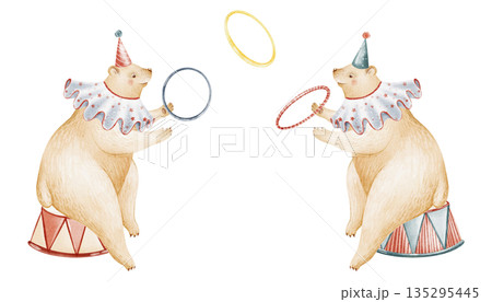 Circus Bears Juggling Rings Illustration Circus Bears Juggling Rings Illustration 135295445