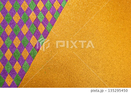 Mardi gras glitter background with harlequin diamond pattern 135295450