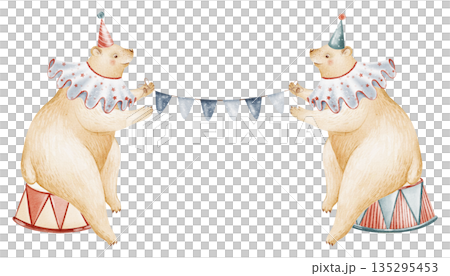 Circus Bears Holding Garland Illustration Circus Bears Holding Garland Illustration 135295453