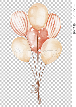Hand Drawn Balloons Watercolor Illustration Hand Drawn Balloons Watercolor Illustration 135295462