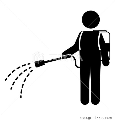 動力噴霧器で農薬を散布・消毒している人のピクトグラム	 135295586