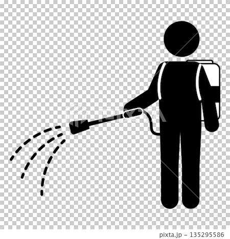動力噴霧器で農薬を散布・消毒している人のピクトグラム	 135295586
