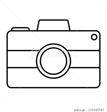 カメラアイコン、シンプルなモノクロのピクトグラム 135295587