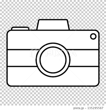 カメラアイコン、シンプルなモノクロのピクトグラム 135295587