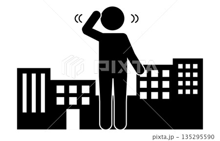 街で迷子になった人のピクトグラム 街で迷子になった人のピクトグラム 135295590
