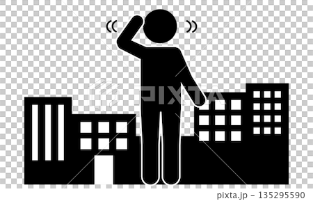 街で迷子になった人のピクトグラム 街で迷子になった人のピクトグラム 135295590