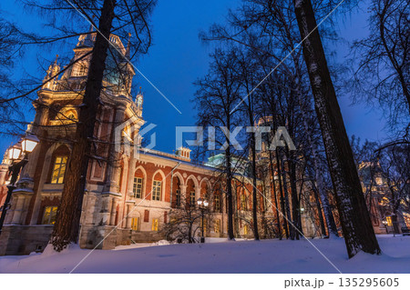 Night photography featuring Tsaritsyno Grand Palace exterior Night photography featuring Tsaritsyno Grand Palace exterior 135295605