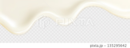 Liquid vector dripping ice cream texture. Glossy sugary flow drip, melting creamy surface. 135295642