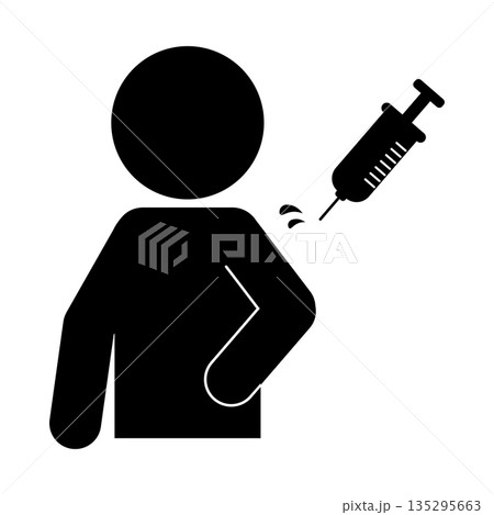 注射を受ける人物のピクトグラムイラスト 注射を受ける人物のピクトグラムイラスト 135295663