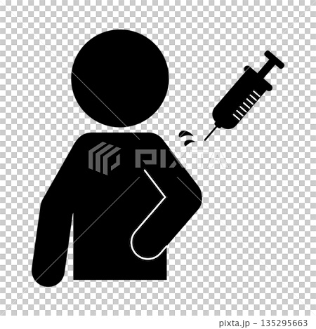 Pictogram illustration of a person receiving an injection Pictogram illustration of a person receiving an injection 135295663