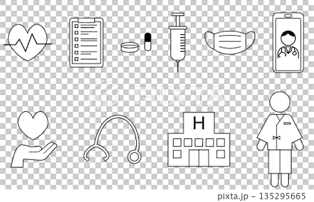 Medical and healthcare black and white pictogram icon set Medical and healthcare black and white pictogram icon set 135295665