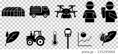 Pictogram set related to smart agriculture 135295668