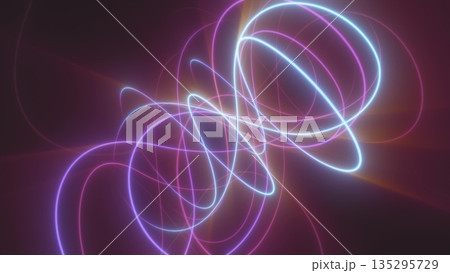 Abstract multicolored glowing bright magical energy lines on a black background Abstract multicolored glowing bright magical energy lines on a black background 135295729
