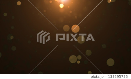 Abstract background of yellow orange gold glowing particles and bokeh dots 135295736