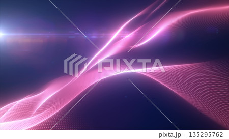 Pink glowing magic waves from energy particles abstract background Pink glowing magic waves from energy particles abstract background 135295762