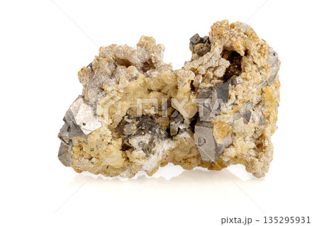 macro stone mineral Arsenopyrite on a white background 135295931