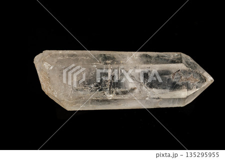 Macro mineral stone rhinestone, rock crystal on a black background Macro mineral stone rhinestone, rock crystal on a black background 135295955
