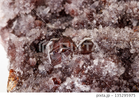 Macro stone mineral quartz Sphalerite on a white background Macro stone mineral quartz Sphalerite on a white background 135295975