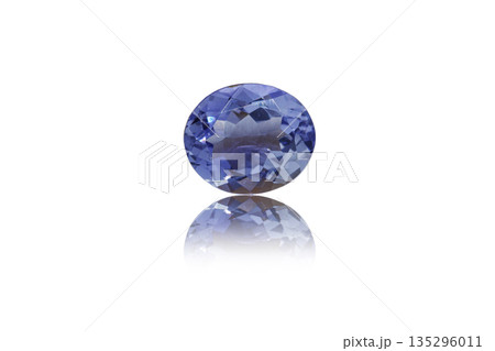 macro mineral stone cut Cordierite on a white background 135296011