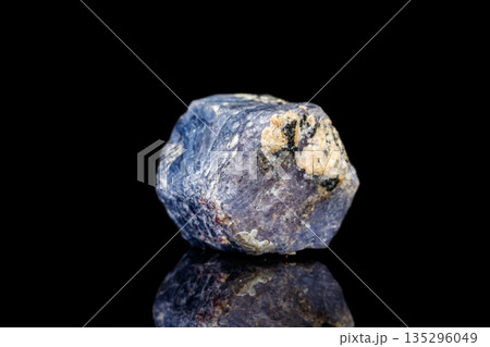 macro mineral stone sapphire on a black background 135296049