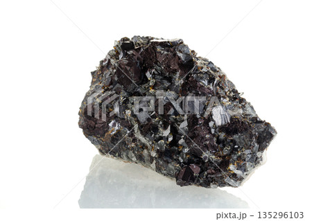 macro stone mineral Quartz Sphalerite Galena pyrite on a white background 135296103
