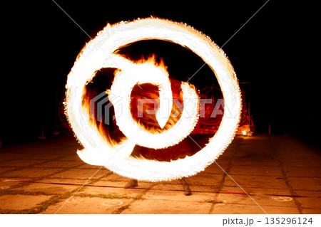 Fire show, rotation of fire 135296124