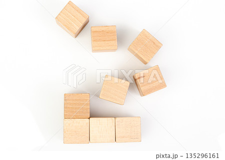 Wooden cubes on a white background Wooden cubes on a white background 135296161