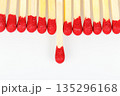 matches with a red head on a white background 135296168
