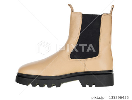 Beige leather chelsea boot with chunky sole Beige leather chelsea boot with chunky sole 135296436