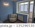 Modern apartment bedroom interior with blue walls 135296530