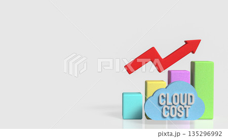 Rising Cloud Cost Analysis Concept with Colorful Bar Chart and Arrow 3d render. 135296992