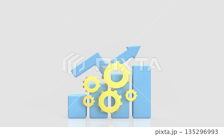 Business Performance Optimization Concept with Gears and Growth Chart 3d render. 135296993