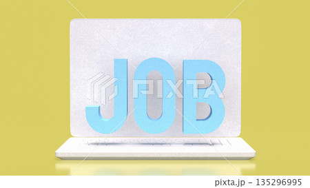 Online Job Opportunity Concept with Laptop and 3D Typography 3d render. 135296995