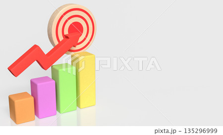 Business Growth Target Achievement Concept with Rising Chart and Arrow 3d render. 135296999