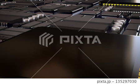 Advanced Microchip and Integrated Circuit Technology Background 3d render. 135297030