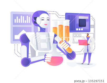 Humanoid Robot Research Lab abstract concept vector illustration. 135297151
