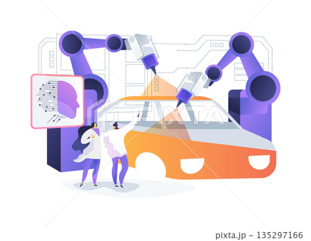 Paint-Spraying Robot abstract concept vector illustration. Paint-Spraying Robot abstract concept vector illustration. 135297166