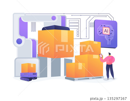 Palletizing Robot abstract concept vector illustration. 135297167