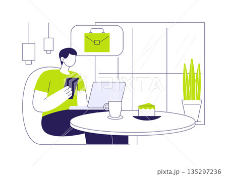 Working in a coffee shop isolated cartoon vector illustrations. 135297236