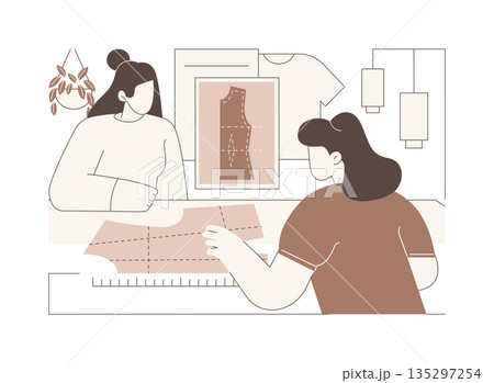 Making a dress pattern isolated cartoon vector illustrations. 135297254