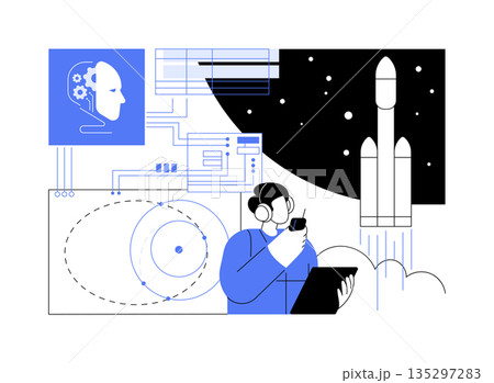 AI-Guided Launch Window Forecasting abstract concept vector illustration. 135297283