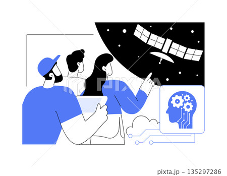 AI-Driven Satellite Constellation Maintenance abstract concept vector illustration. 135297286